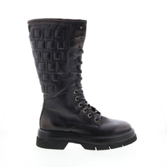 Vernell A90301-101 Womens Brown Leather Lace Up Mid Calf Boots