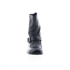 Eddie Womens Black Leather Zipper Casual Dress Boots