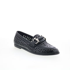 Jorge Womens Black Leather Slip On Loafer Flats Shoes