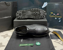Brushed Calfskin Derby Shoes – Black