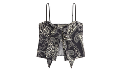 Luna Paisley Tie Front Cami Top WMNS "Black" KITH123