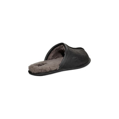 Men's Scuff Leather Slipper in Black
