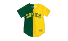 NBA Split Color Mesh Button Front Shirt "Seattle Supersonics - Green" BA88XS SSU E HF6