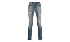 P001 Slim-Fit Jeans "Indigo Paint Repair" P001 IPR