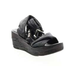 Nolie 528078-201 Womens Black Leather Sandals Wedges Shoes