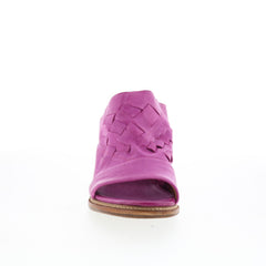 Benjy Womens Purple Leather Slip On Heeled Sandals Shoes