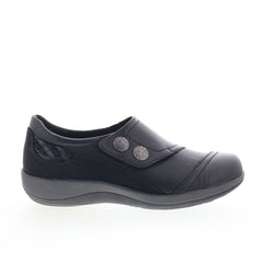 Aetrex Karina DM500 Womens Black Wide Leather Lifestyle Sneakers Shoes