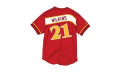 NBA Dominique Wilkins Name & Number Mesh Crewneck Shirt "Atlanta Hawks - Red" BA8X4G AHA R KUP