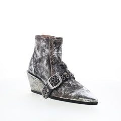 Maxie Womens Silver Leather Zipper Ankle & Booties Boots