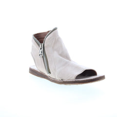 Ritchie Womens Gray Leather Zipper Mule Flats Shoes